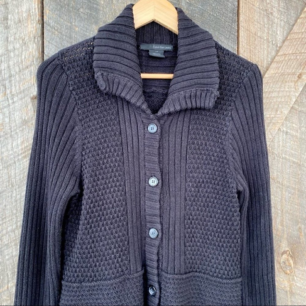 Calvin Klein cardigan, 💯 cotton knit, black - Picture 4 of 13
